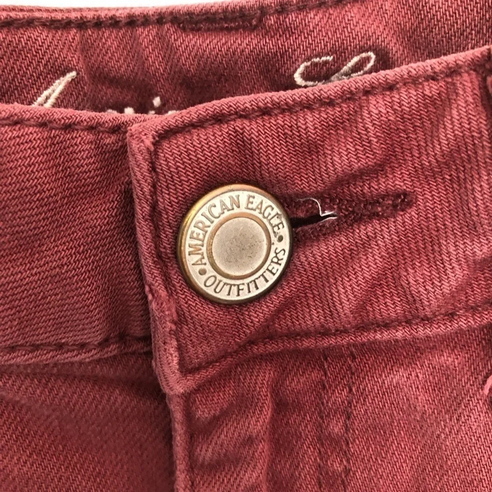 American Eagle Stretch Burgundy Cutoff Microshorts